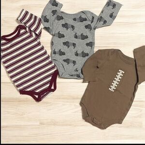 Cozy Striped,Animal Print, and Football Design Baby  Bodysuit Set